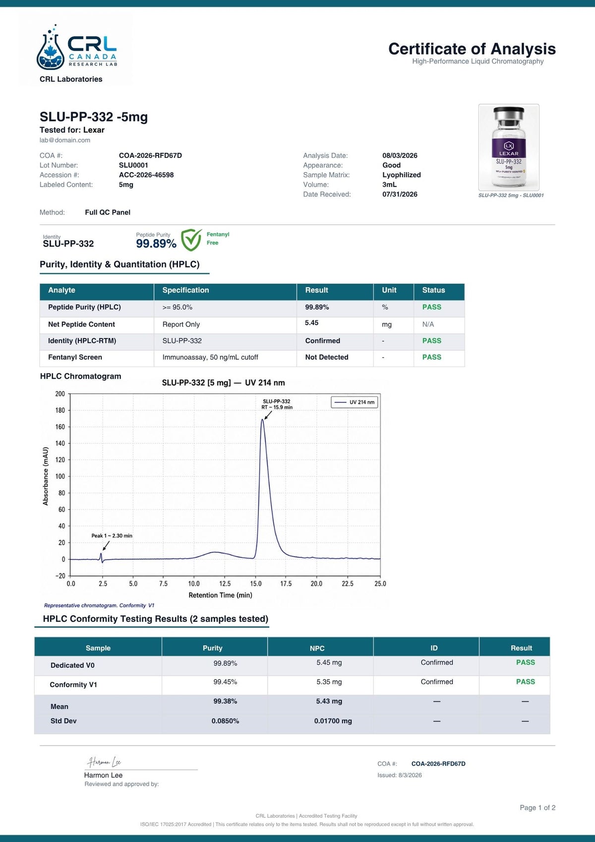 SLU-PP-332 certificate page 1 of 2
